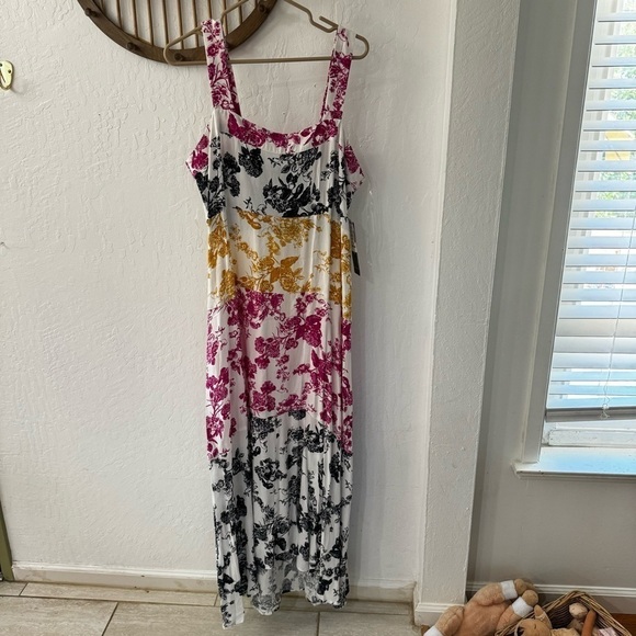 MSK Multi Floral Patchwork Style Maxi Tank Smock Back Dress XL NWT - Picture 3 of 11